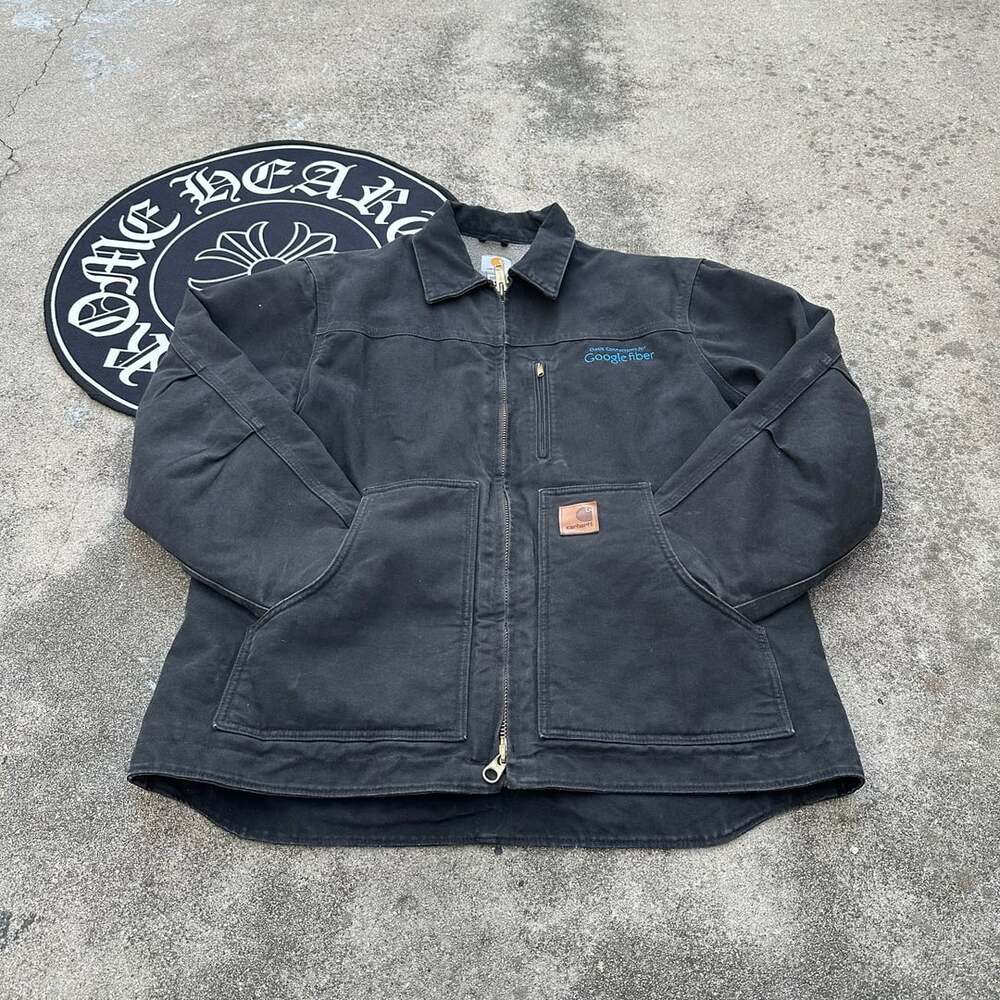 Carhartt C61 BLK Sherpa Lined Canvas Ridge Coat (Google Fiber Embroidery)